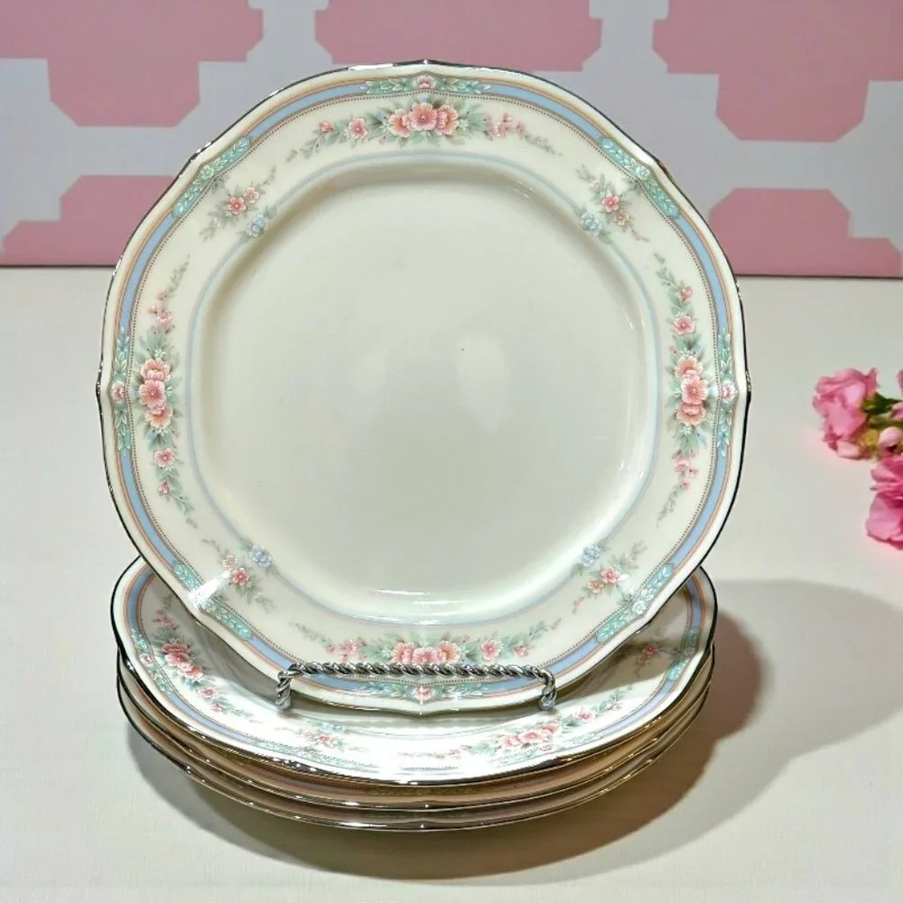 Set of 4 Noritake Rothschild Salad Plates 7293 Ivory China 8.25 Inch Cottagecore